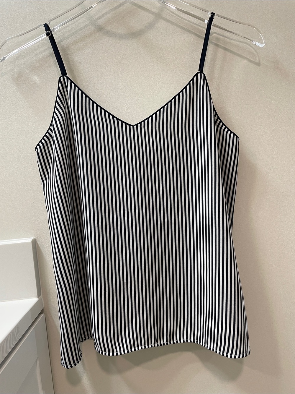 Classic Black & White Striped V-Neck Cami Top